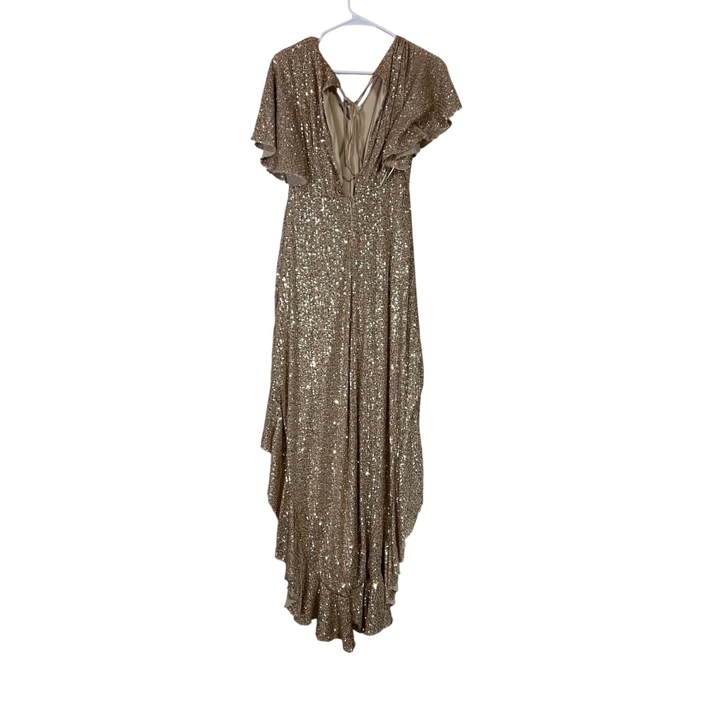 Southern Fried Chics Sequins Ruffle High Low Dress Small Glamorous Evening Party - Picture 2 of 11